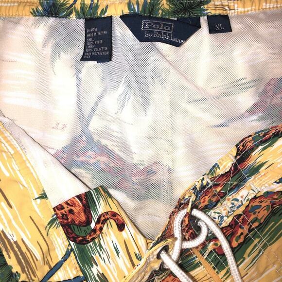 POLO RALPH LAUREN Shorts XL Vtg KAILUA 7.25" TRUNK BOARD Shorts Leopard Lined - Picture 12 of 13